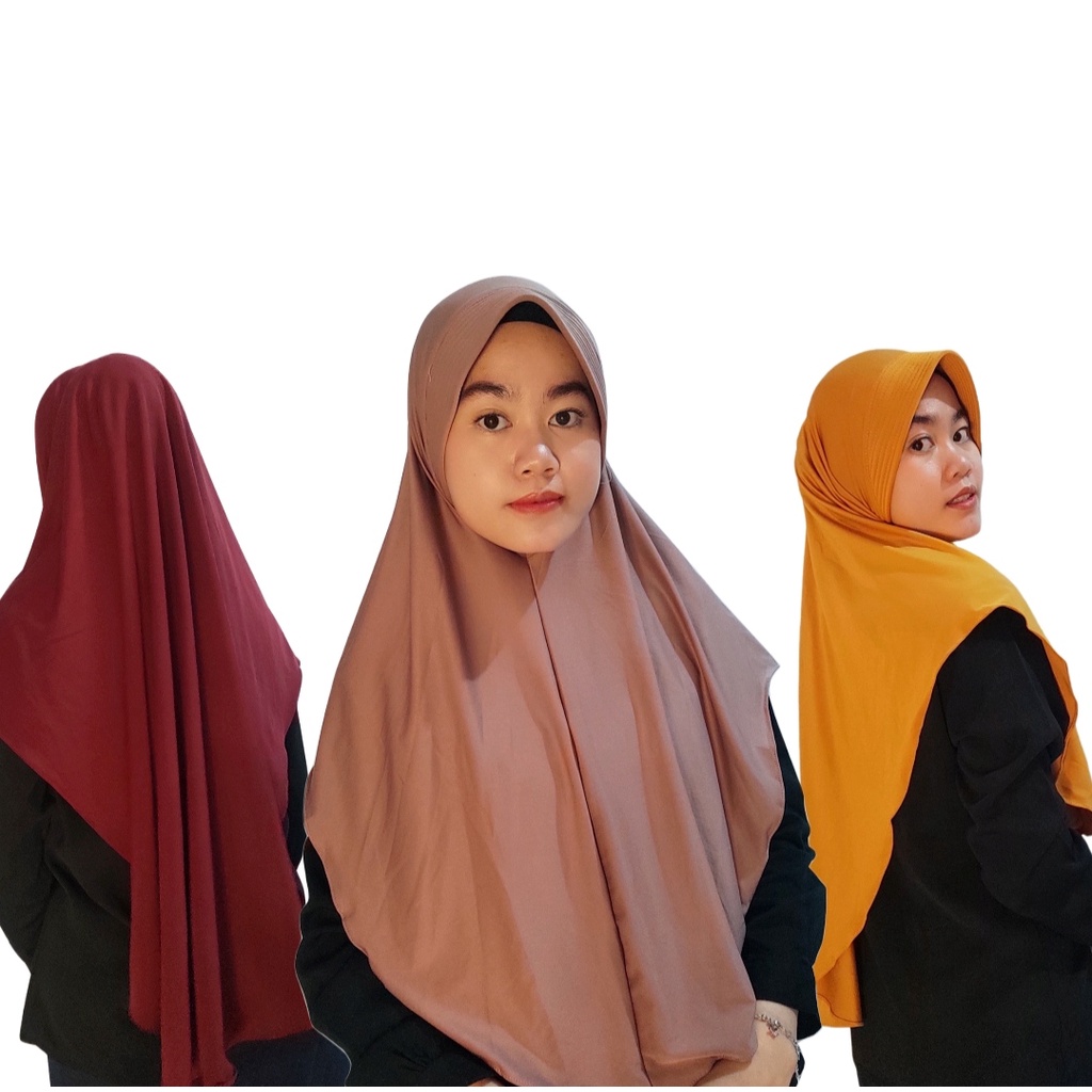 Hijab Instan Jersey | Khimar Jersey Pinguin | Kerudung Sport ukuran L