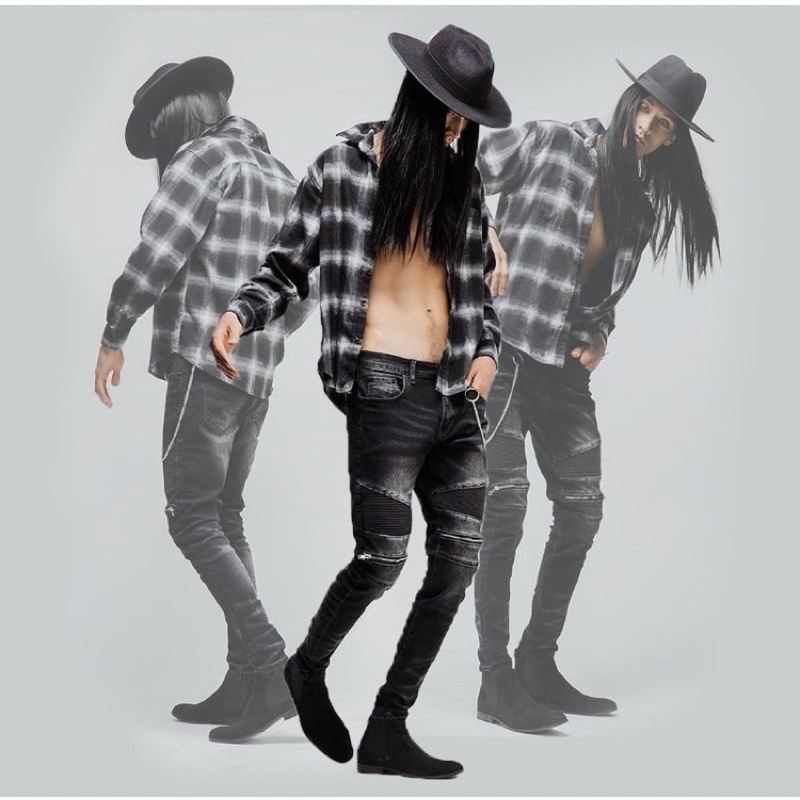 RUCAS SEASON 6 ZIPPER BLACK BIKER JEANS