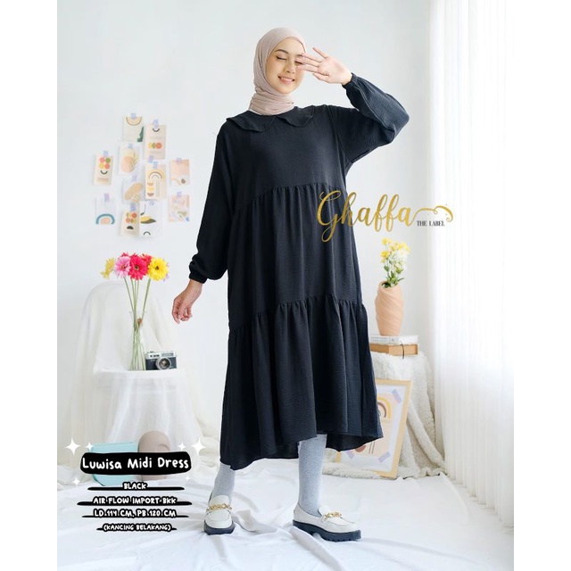 LUWISA MIDI DRESS BY GHAFFA THE LABEL (MIDI DRESS MUSLIMAH) Dress wanita rekomended