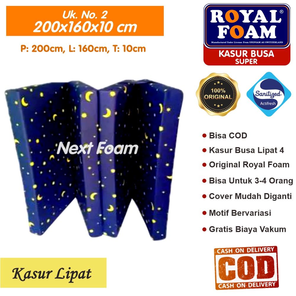 Kasur Busa Lipat Royal Foam Ukuran No 2 200x160x10 cm Tebal 10 cm D23 ORIGINAL