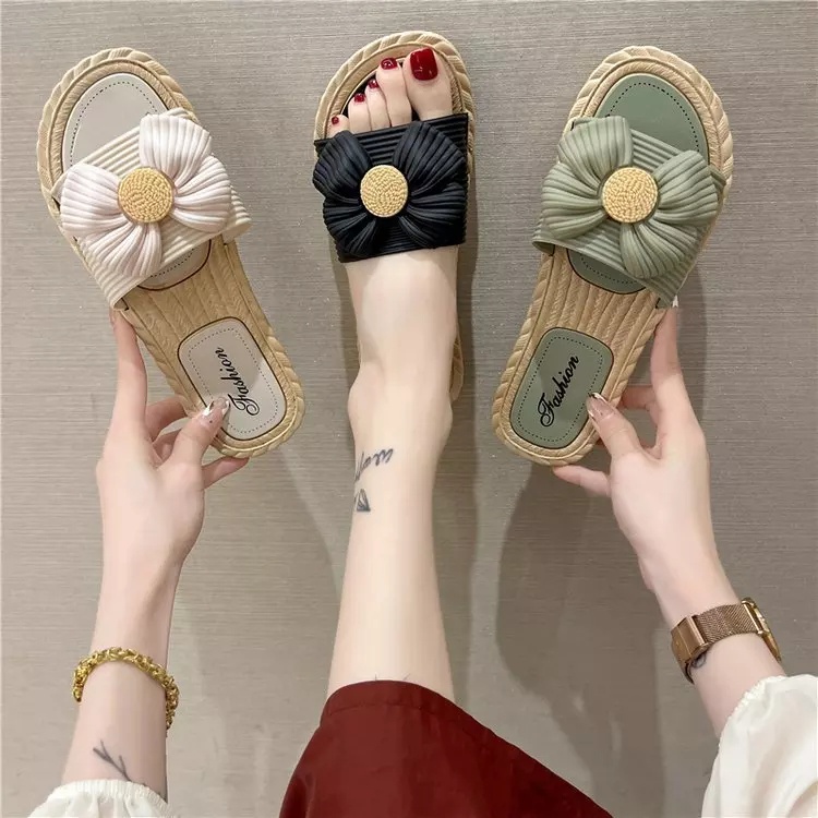 Sandal Slop Sendal Wanita Sandal Flat Motif Pita Sandal Fashion MALL SHOPPING