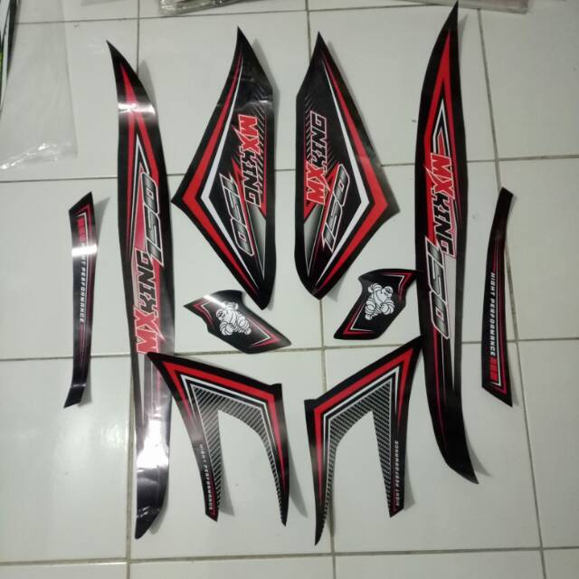 Striping sticker variasi yamaha mx king 150 gravis hitam merah