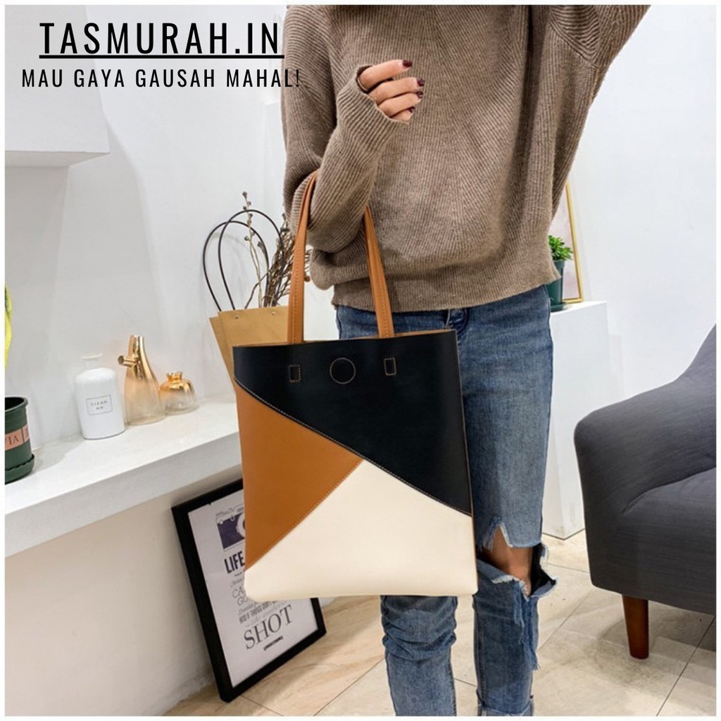 COD SALE 2.2 - TOTEBAG RESLETING KULIT BOTEGA [MUAT LAPTOP] TAIGA TIGA WARNA HITAM, KREM, COKLAT | TOTEBAG KASUAL/KOREAN | TOTEBAG KERJA, KULIAH, SEKOLAH, TRAVELING | TOTEBAG FASHION SHOW