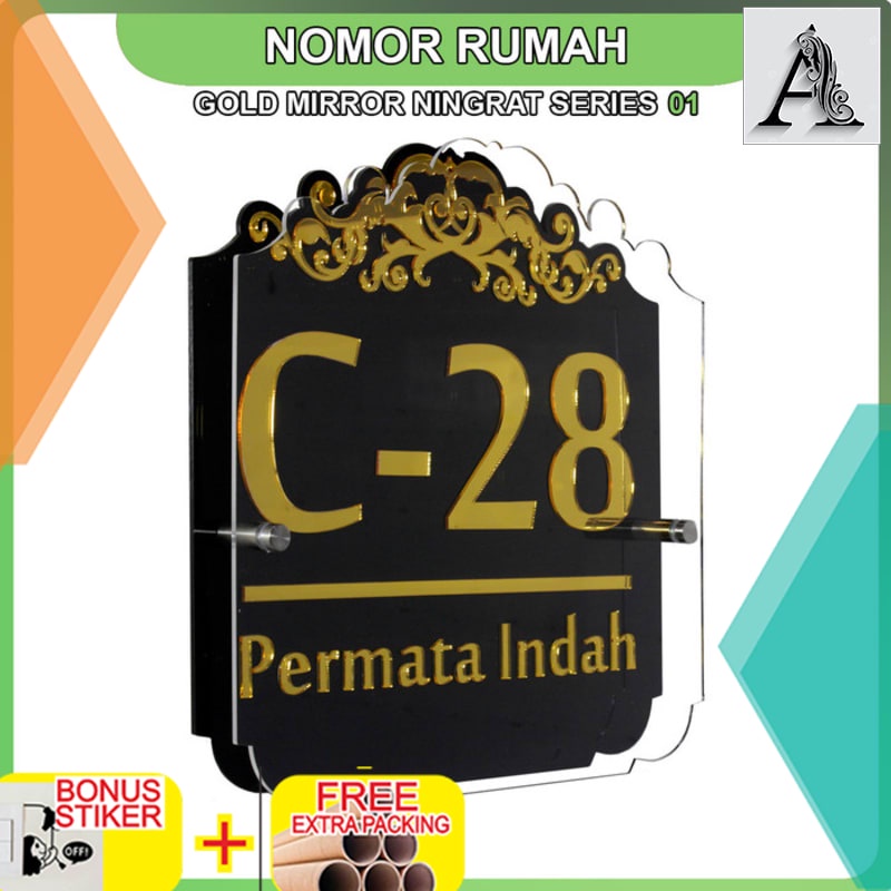 

Terlaris Nomor Rumah Akrilik Gold Mirror NINGRAT Series 01 - 40 x 40
