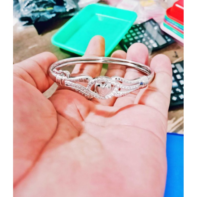 gelang tangan silver titanium asli anti luntur perhiasan fhasion wanita dewasa gelang tangan silver