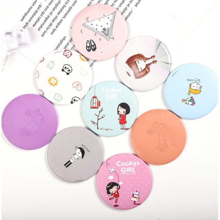 Cermin Bulat Karakter Kaca Cermin Make Up Mini Kaca Travelling Motif Lucu Kaca Mini Travel Size AC 120