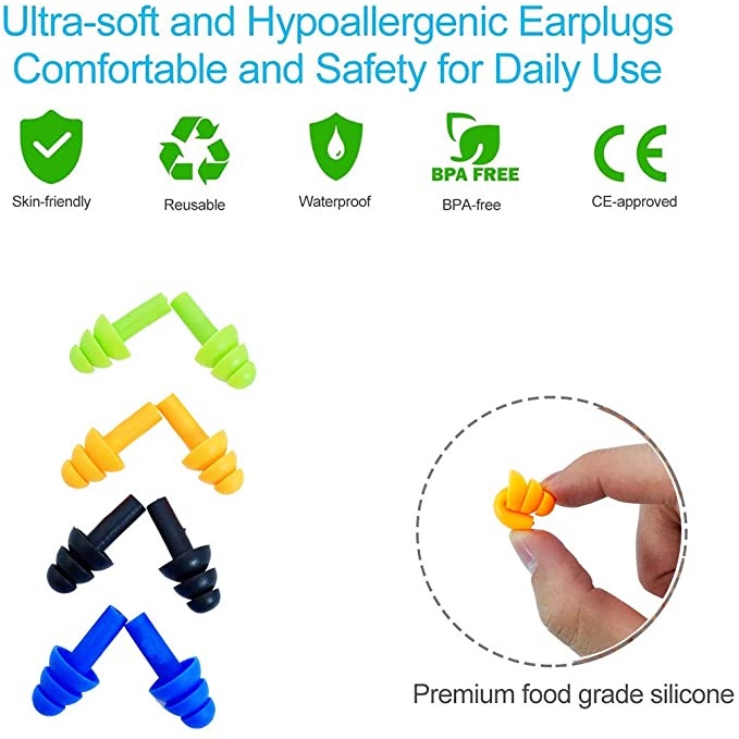 1 Pasang Earplugs Bahan Silikon Anti Bising Tahan Air Dengan Tali Untuk Berenang