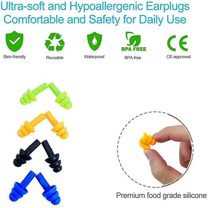 1 Pasang Earplugs Bahan Silikon Anti Bising Tahan Air Dengan Tali Untuk Berenang