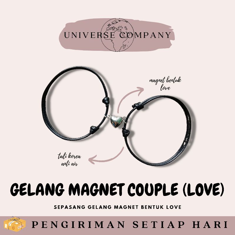 [UC] 2 PCS GELANG COUPLE MAGNET BENTUK LOVE/GELANG TALI KOREA/GELANG MAGNET(BISA COD)