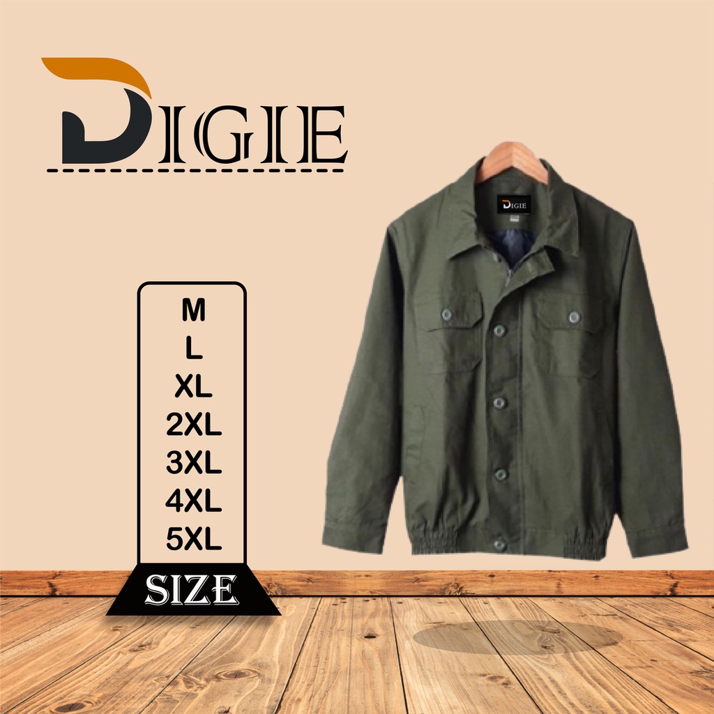 Jaket Pria Hijau Army Polos