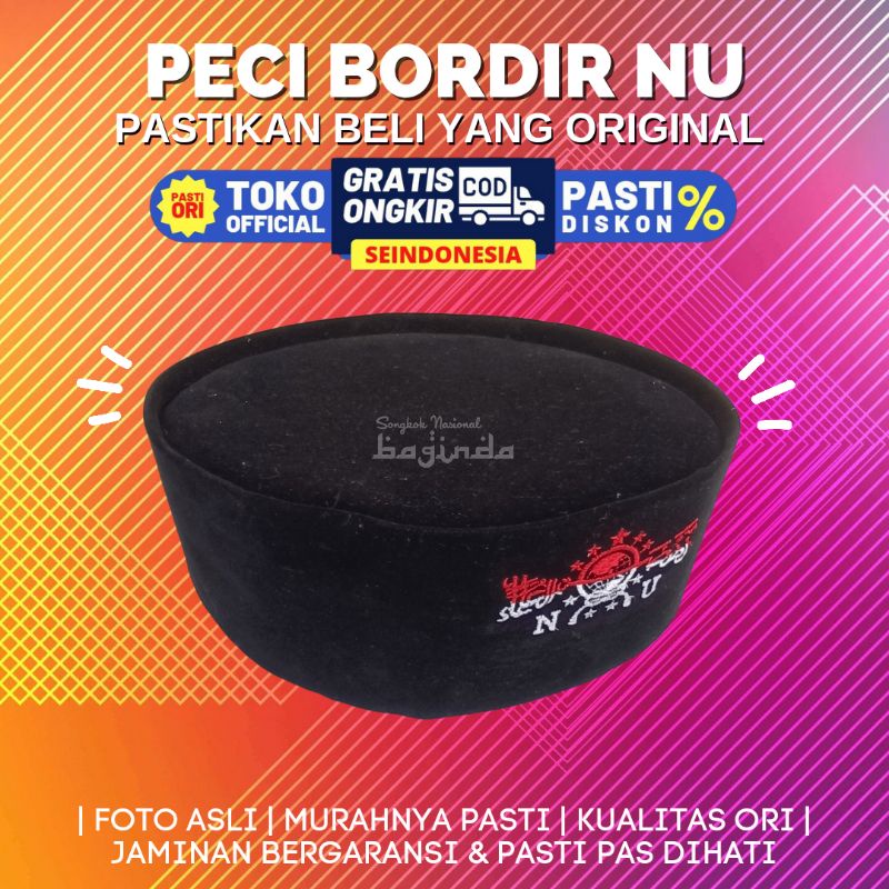 Cocok Dipasangkan Dengan Baju Ngaji Anak: Peci NU Dewasa Anak Bordir Merah Putih  SONGKOK BAGINDA