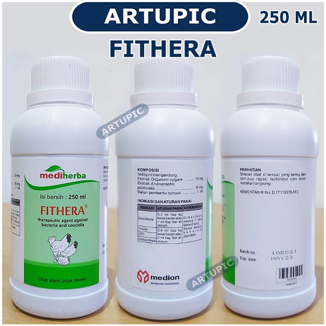 Fithera 250 ml Obat Oral Herbal Anti Koksi Bakteri CRD Ayam Unggas Ternak Hewan Medion Artupic