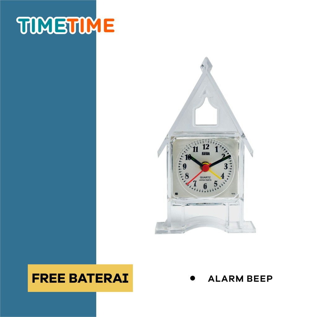 Jam Meja Weker Alarm Bentuk Rumah Analog Clock Murah FREE BATERAI 8861