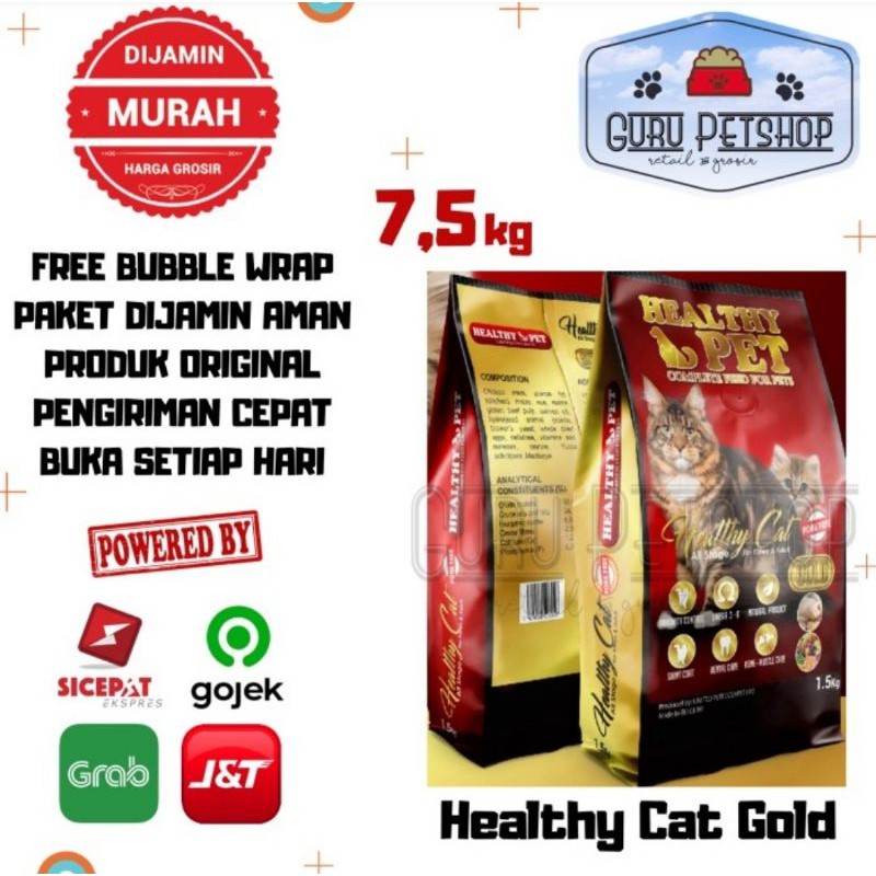 Makanan Kucing Healthy Pet Gold 7.5kg / Healthy Cat All Stages 7.5kg / Healthy Cat Gold