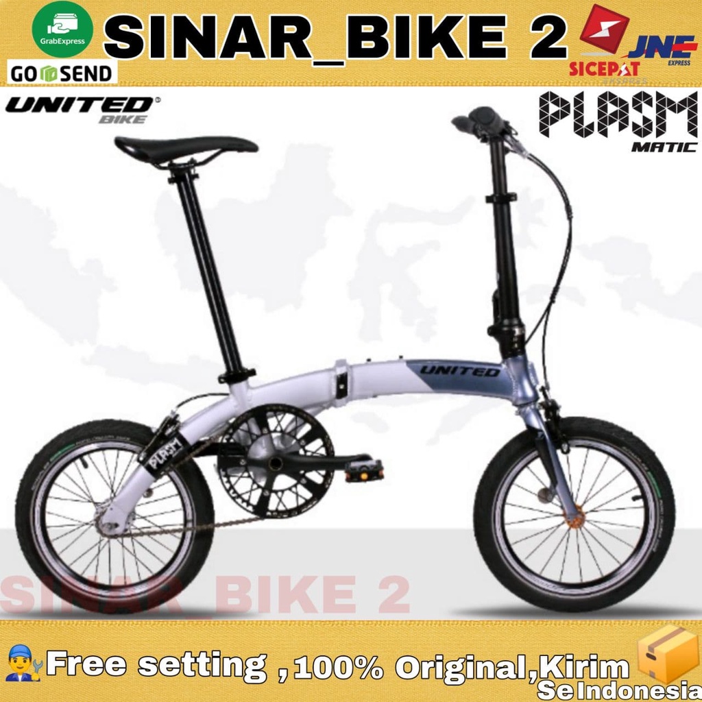 Sepeda Lipat UNITED PLASM MATIC 16 Inch Alloy Internal Gear 2 Speed