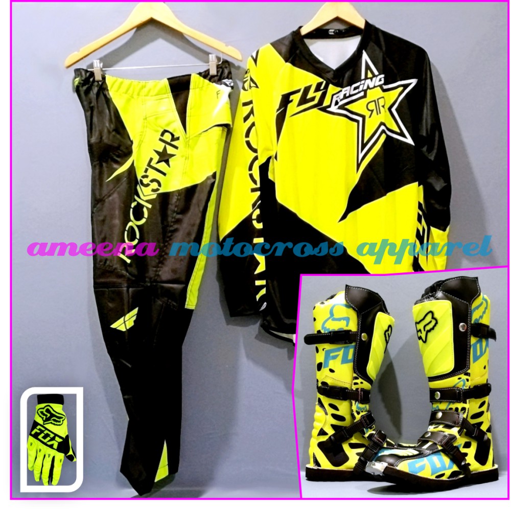 Jerseyset Cross, Sepatu Trail &amp; Sarung Tangan Motocross Fullset - JSG007A