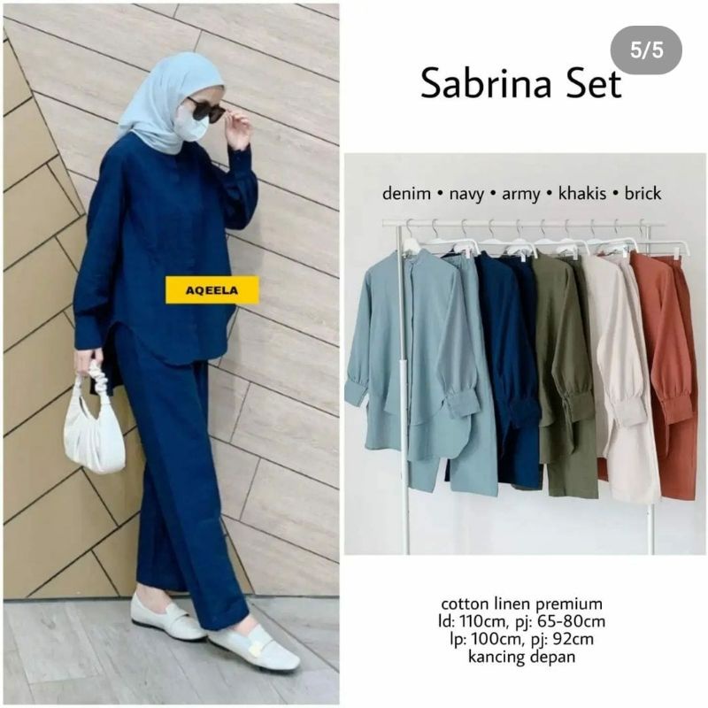 Setelan kemeja lengan panjang wanita bahan linen terbaru - Set sabrina linen