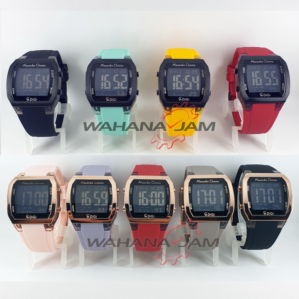 Alexandre Christie AC 9348 MH / Jam Tangan Wanita AC9348 Alexander Cewek Digital Karet Rubber Origin