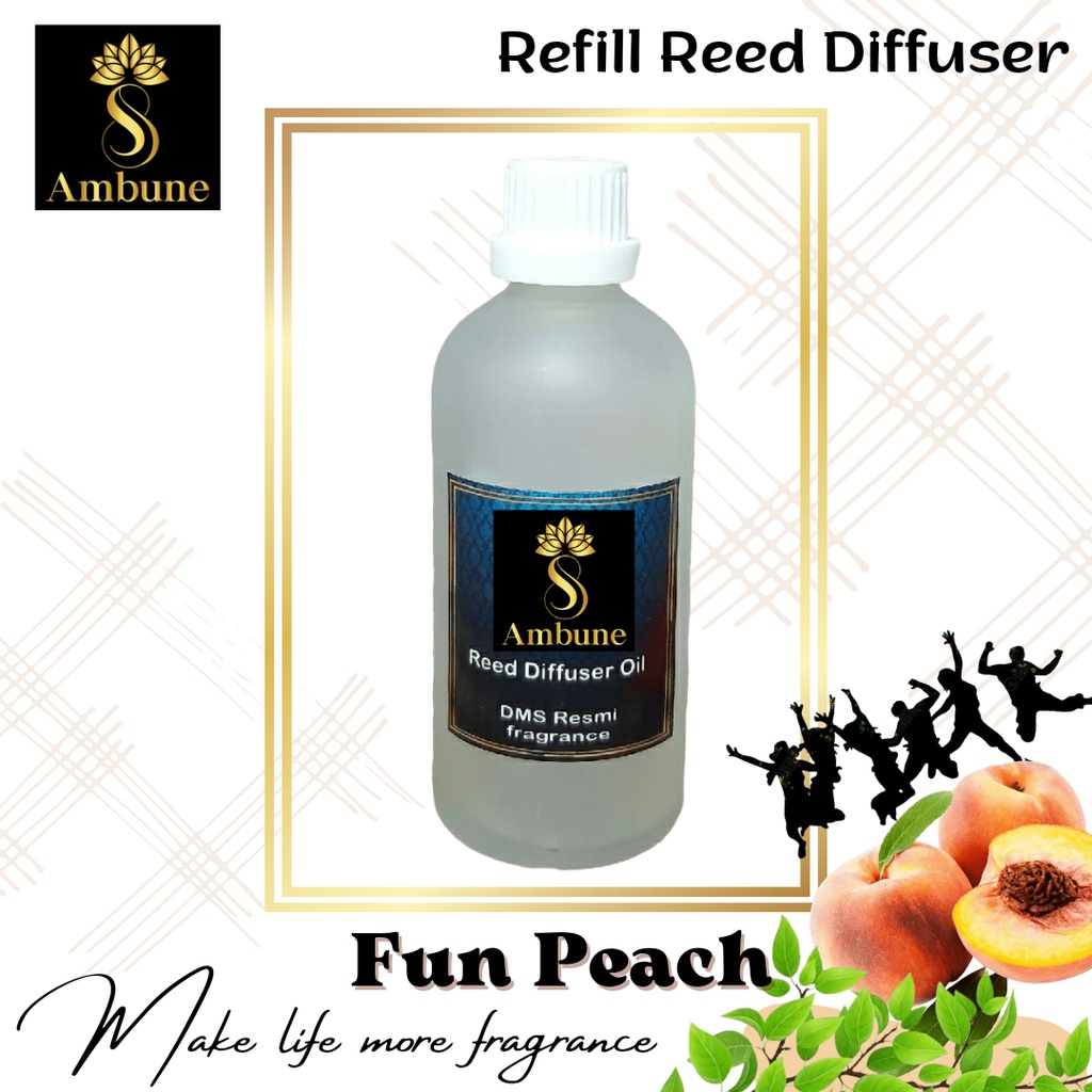 Reed Diffuser Fun Peach Pengharum ruangan 110 ml + Extra refill 100 ml Ambune