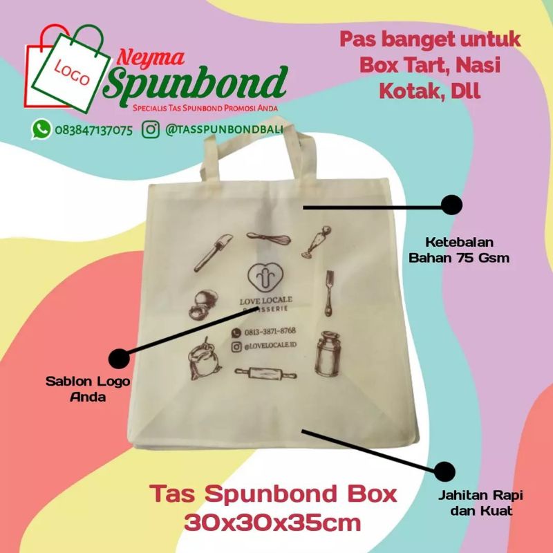 

Tas spunbond box jahit 30x30x35cm