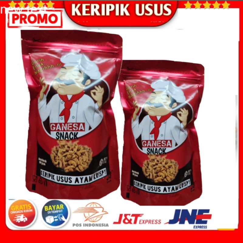 

Keripik usus ayam krispy ( GANESA) Keripik usus gurih, cemilan keripik usus , berat bersih 100 gram