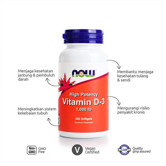 BPOM NOW Vitamin D3 1000 iu High Potency 360 Softgels