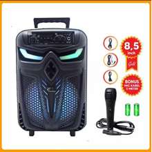 Speaker bluetooth karaoke 8,5 inch x bass radio fm LED extra bass Best Qualiity cas rechargeable super bass speaker jinlong Termurah