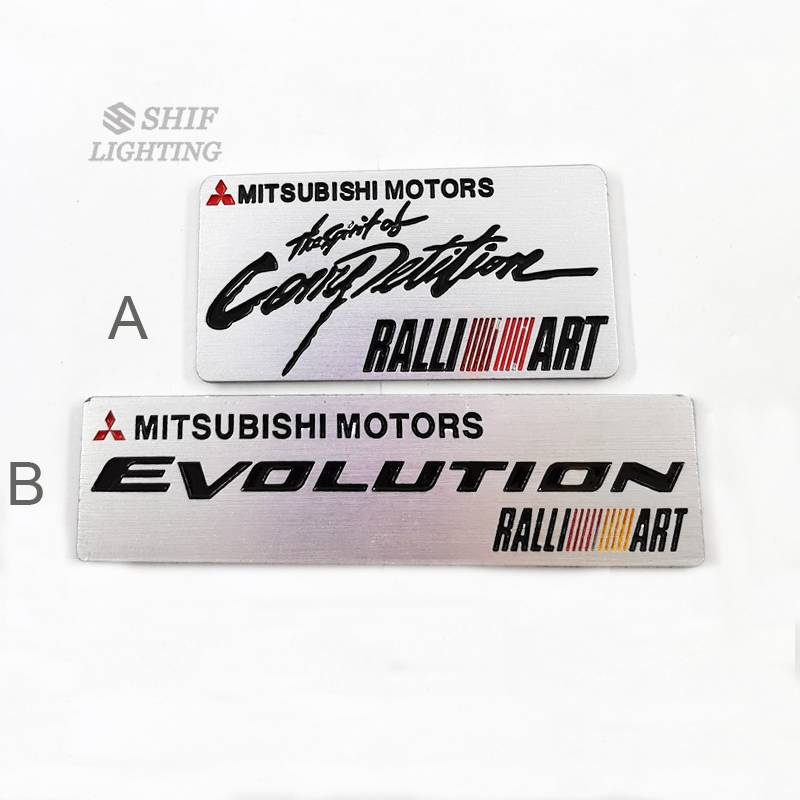1pc Stiker Emblem Logo Mitsubishi Ralliart Revolution Bahan Metal Untuk Dekorasi Mobil