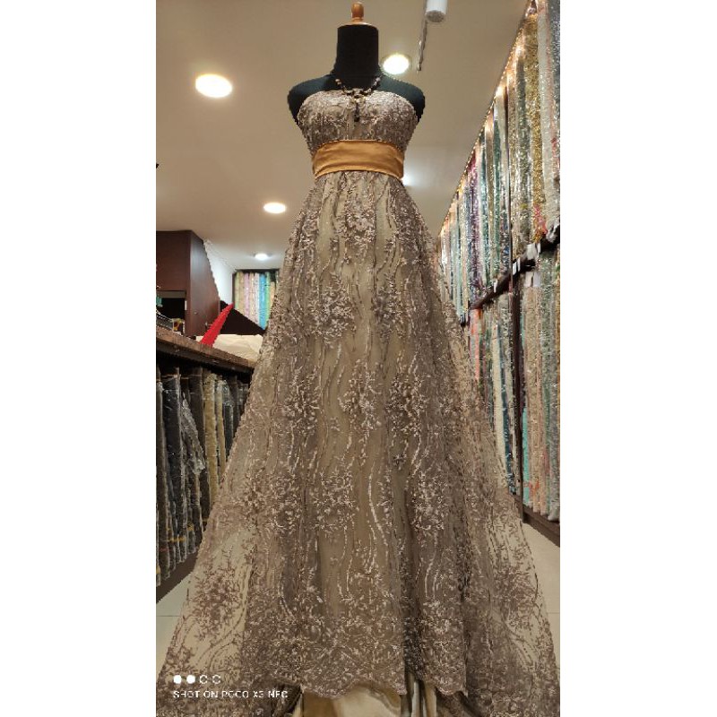 Kain Tulle Brokat Lace Dress Kebaya Salur Akar