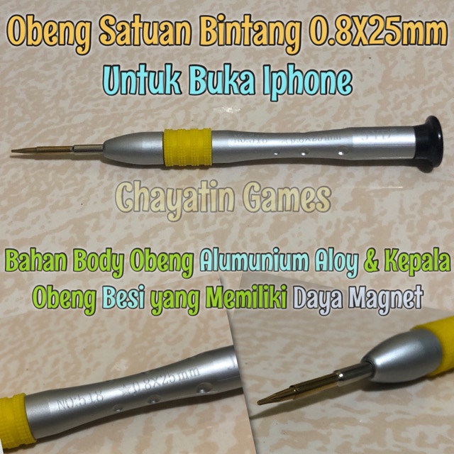 Obeng HP Satuan Model Bintang Ukuran 0.8mm x 25mm Untuk HP Iphone