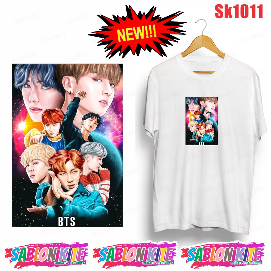 MURAH!!! KAOS KPOP SK1011 FOTO KARTUN JK SG FG RM V JIN JH JIN 8 WARNA UNISEX COMBED 30S