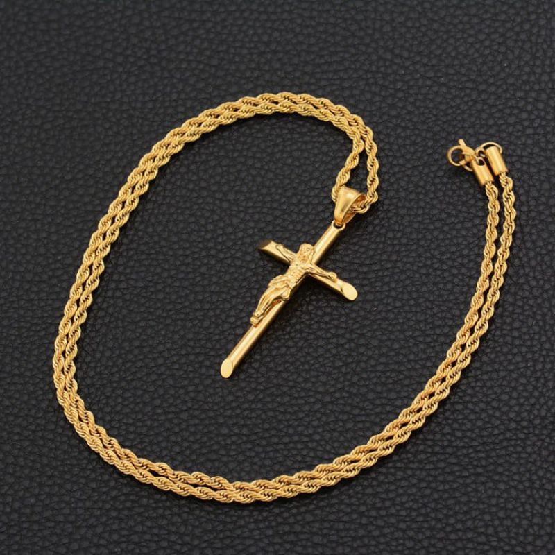 [COD] KALUNG EMAS RANTAI TAMBANG BANDUL SALIB/KALUNG TITANIUM