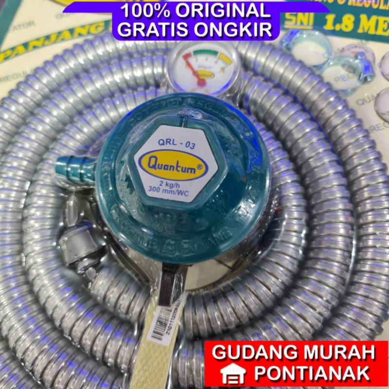 Selang gas paket Quantum QRL 032 / selang gas dan selang quantum / regulator quantum