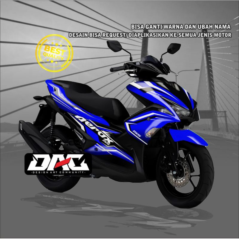 Sticker Decal Full body grafis simple aerox biru