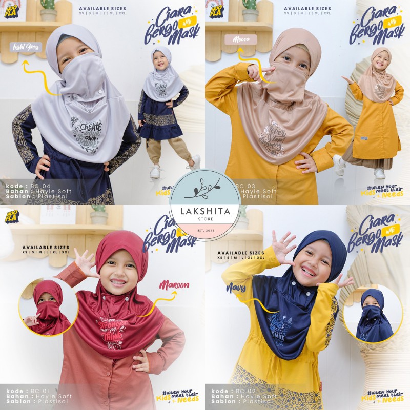 Hijab Anak Masker / Jilbab Cadar / Kerudung masker Anak Muslimah untuk Usia 1 3 5 7 9 10 11 12 Tahun