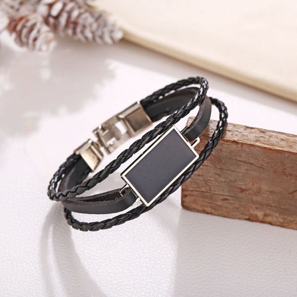 oila gelang kulit multilayer geometric leather bracelet jge114(4F3)