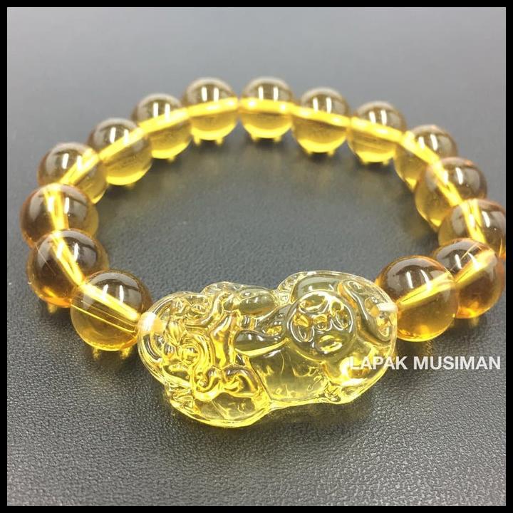 Gelang Yellow Citrine Kombinasi Pixiu 10Mm