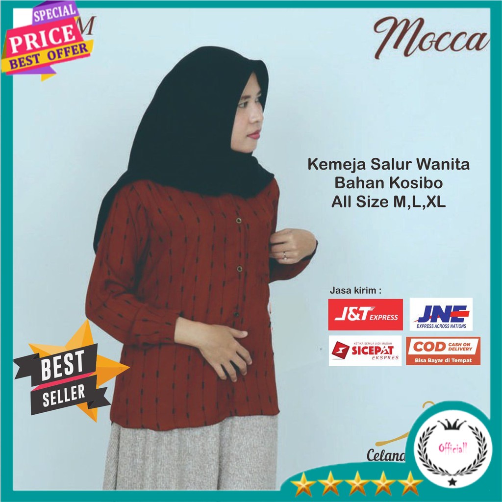 CO Kemeja Salur Wanita Motif Bunga Printing Flower - Kemeja Wanita Jumbo BD