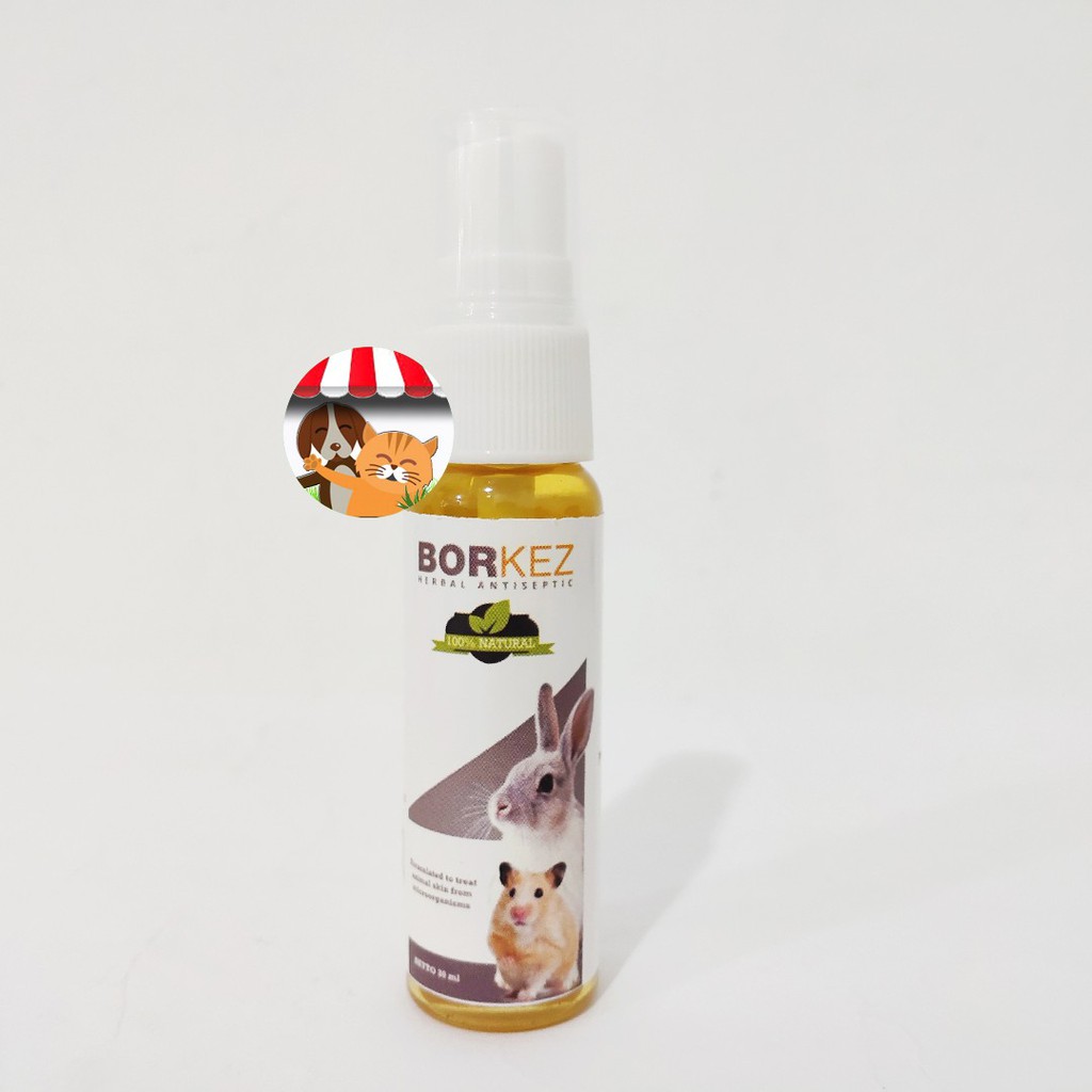 Borkez Herbal Antiseptic - Obat Scabies Luka Kelinci Hamster Spray 30ml