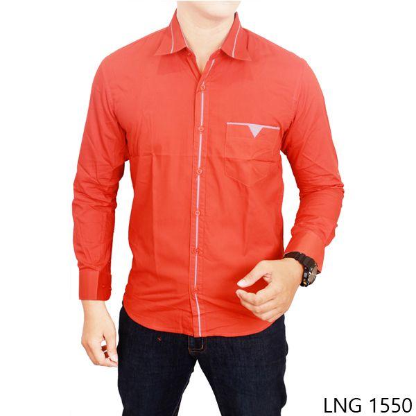 Mens Slim Fit Shirts Katun Orange - LNG 1550