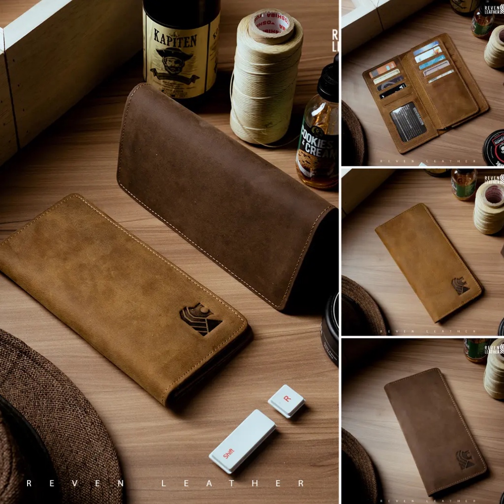 Dompet kulit pria asli terbaru dompet panjang cowok crazy horse keren wallet kartu ori premium kekin