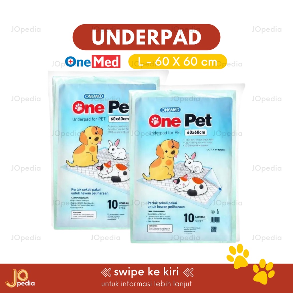 UNDERPAD ONEMED ECER  S M L XL Alas Pipis Kucing Anjing Kelinci Training Pad Pee Pad Perlak Poop