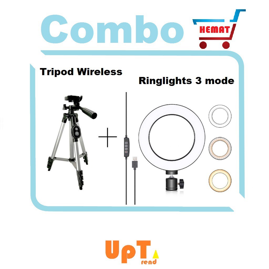 TRIPOD BLUETOOTH PLUS REMOTE/PAKET RINGLIGHT TRIPOD + RINGLIGHT LED Ukuran 16CM/20CM/26CM/30CM