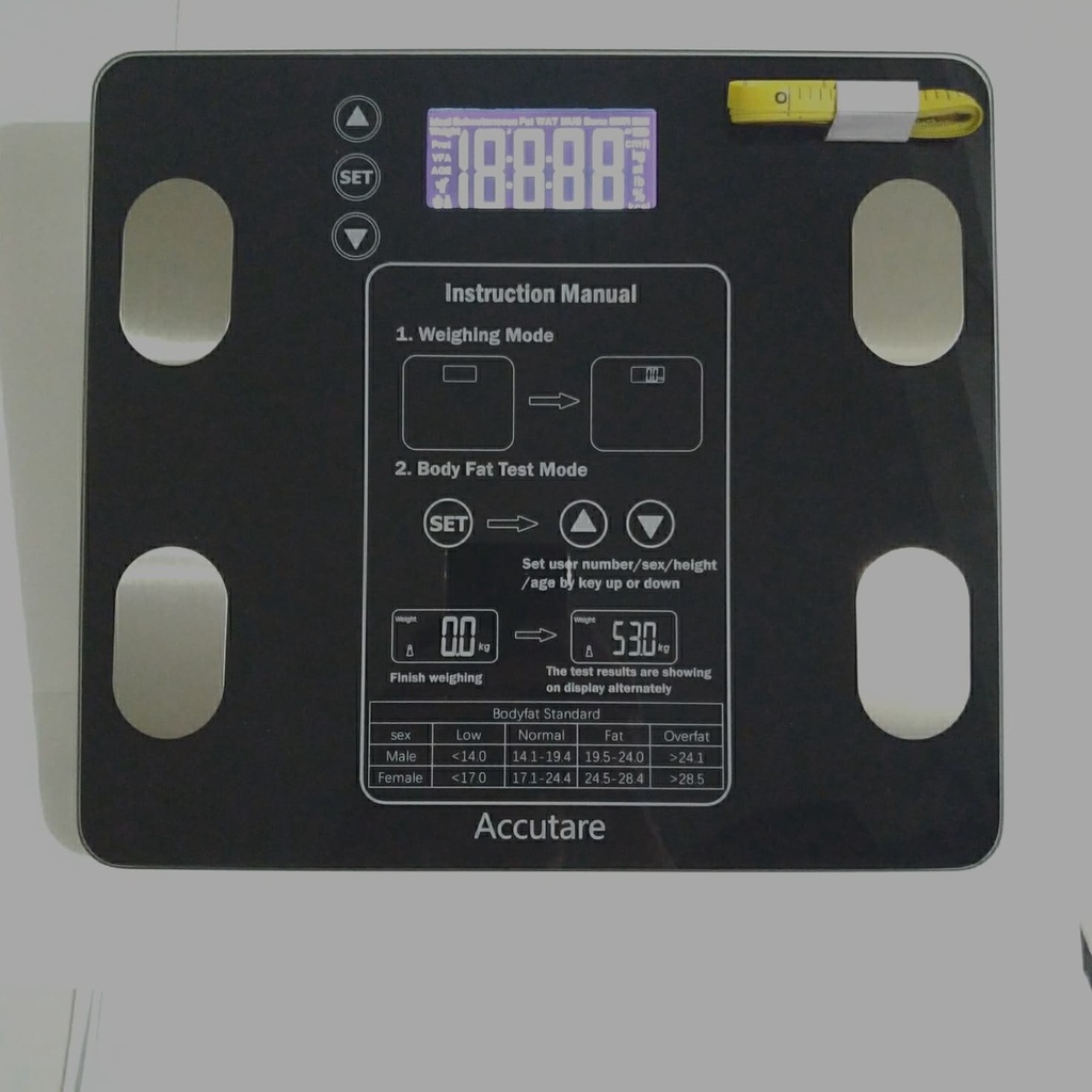 Timbangan Badan Digital 180 KG Body Fat Monitor Scale BMI Analisis