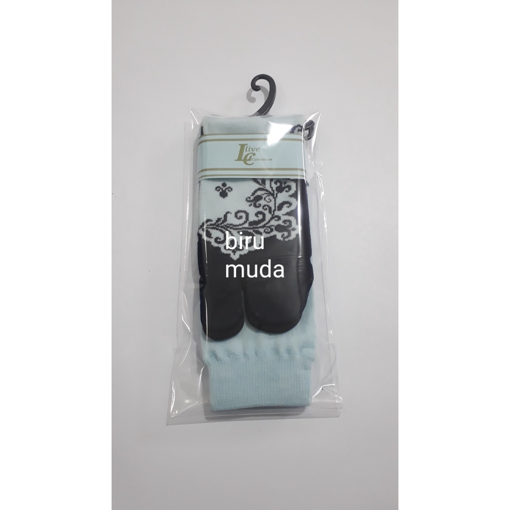 kaos kaki jempol motif wanita muslimah /bunga akar-biru muda