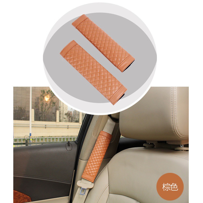 POLOS SINGLE TONE MOTIF SILANG Sarung Cover Safety Belt Sabuk Pengaman Kulit Sintentis 1set/pasang