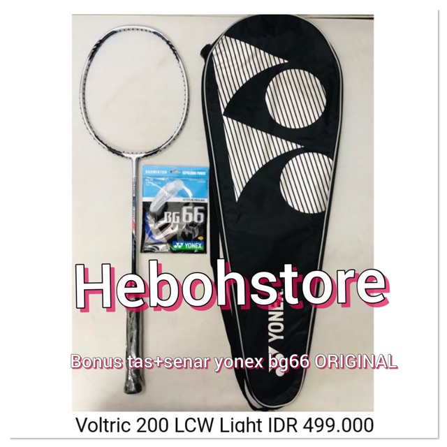 Free pasang Raket Badminton PROMO YONEX VOLTRIC 200 LIGHT LCW +Senar yonex bg 66 ORIGINAL SET TAS