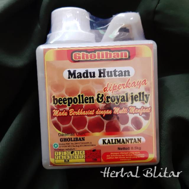 

MADU HUTAN KALIMANTAN GHOLIBAN 1/2KG PLUS ROYAL JELLY DAN BEE POLLEN