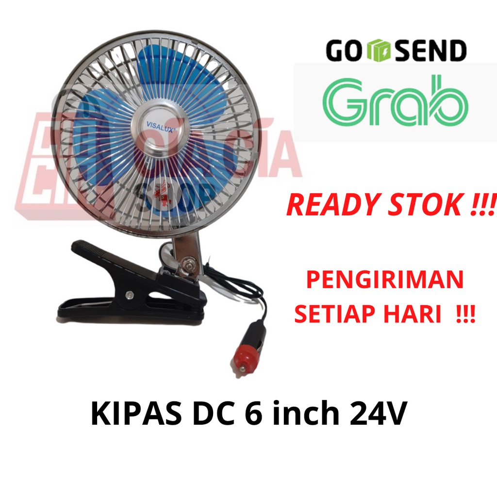 Kipas Angin Mobil 6 inch DC 12V 24V Kipas Angin Jepit Aki Mobil 6&quot; Kipas Angin DC Visalux Car Fan