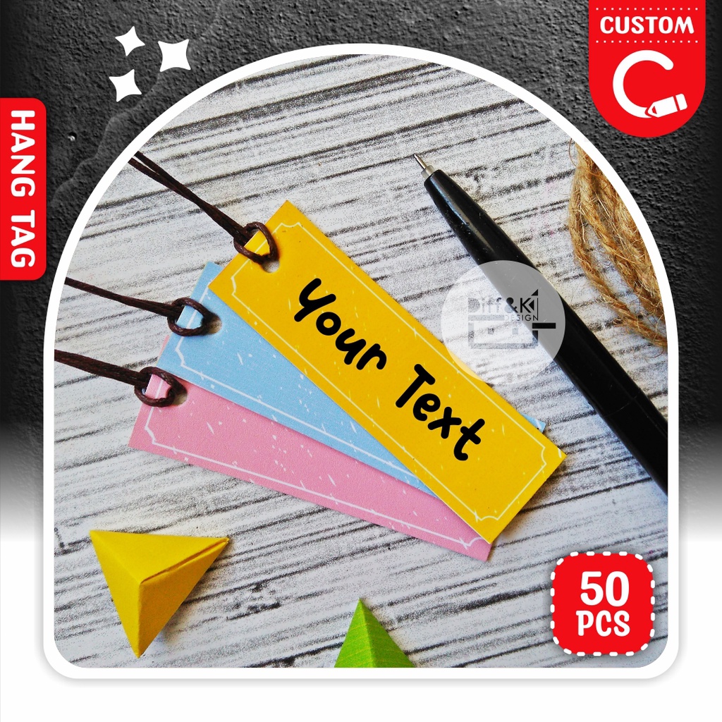 

Label Hang Tag Custom Persegi Panjang Warna Warni Produk Hampers Packaging Wrapping Packing Craft hadiah kado DIY